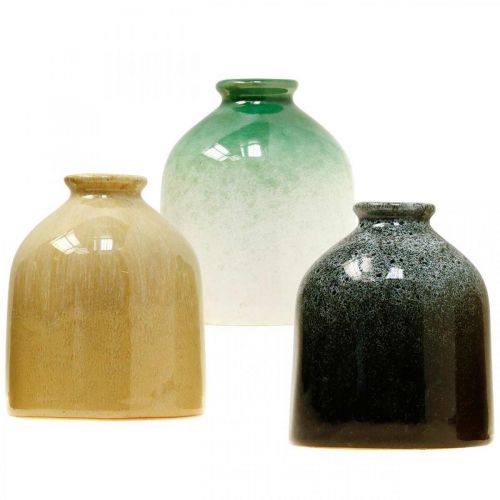 Floristik24 Vasos decorativos, jogo de vasos de cerâmica redondo A9,5cm Ø8cm 3uds