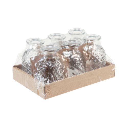 Itens Vasos decorativos mini vidro transparente retro diamante Ø5,5cm Alt.9cm 6 unid.