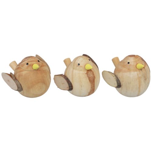 Pássaros decorativos pássaros de madeira decoração de mesa primavera natureza 7cm 3 unidades