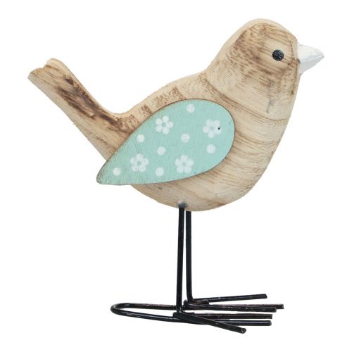 Floristik24 Pássaros decorativos pássaros de madeira decoração de mesa primavera natural colorido 12cm 3 peças