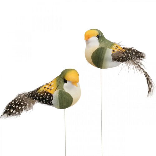 Floristik24 Pássaros decorativos mini pássaro em arame decoração de mola 3 × 6 cm 12 unidades