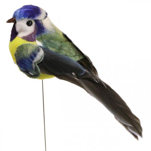 Floristik24 Deco Birds on Wire Spring Deco Blue Tit 10×3cm 9pcs