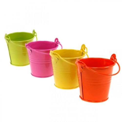 Floristik24 Balde decorativo balde de metal colorido sortido Ø6cm Alt.6cm 12 unid.