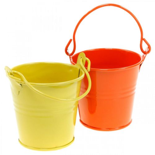 Floristik24 Balde decorativo balde de metal colorido sortido Ø6cm Alt.6cm 12 unid.