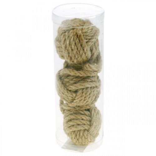 Floristik24 Decoração para pendurar bola de corda juta natural Ø5.5cm 3pcs