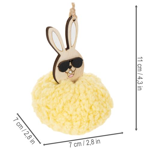 Itens Decoração de Páscoa Coelho para Pendurar, Coelho Fofinho, Amarelo, Ø7cm, 6 Peças