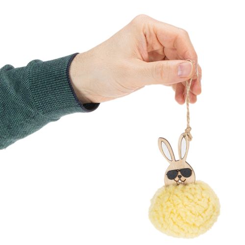 Itens Decoração de Páscoa Coelho para Pendurar, Coelho Fofinho, Amarelo, Ø7cm, 6 Peças