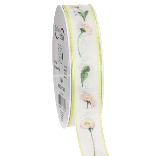 Fita para presentes com estampa floral Bellis, ideal para artesanato e embalagens, 25 mm x 20 m comprar | Floristik24.pt