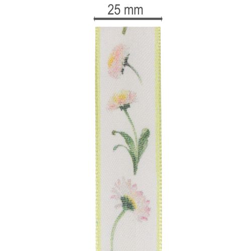 Fita para presentes com estampa floral Bellis, ideal para artesanato e embalagens, 25 mm x 20 m | Floristik24.pt
