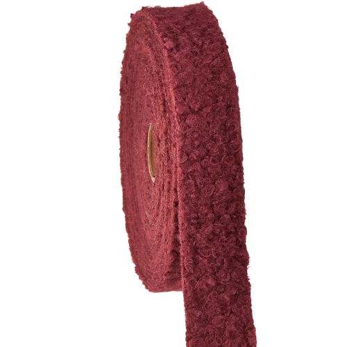Fita decorativa com efeito lã Bordeaux fita larga de tecido 40mm 8m