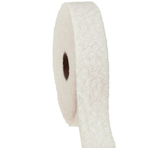 Floristik24 Fita decorativa creme fita larga fita tecido efeito lã 40mm 8m