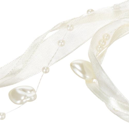 Itens Fita decorativa, creme, corações, pérolas, decoração de casamento, 10mm, 5m