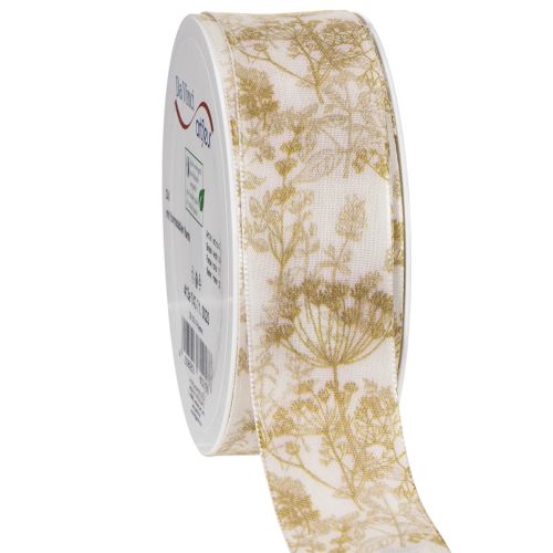 Fita decorativa para presentes com motivos de plantas, fita decorativa de endro, 40 mm de largura, 20 m de comprimento. comprar | Floristik24.pt