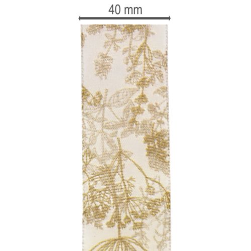 Fita decorativa para presentes com motivos de plantas, fita decorativa de endro, 40 mm de largura, 20 m de comprimento. | Floristik24.pt