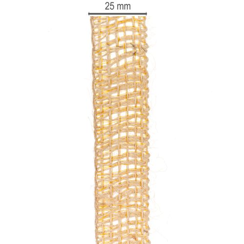 Itens Fita decorativa de juta, amarela, natural, 25 mm; fita decorativa rústica de juta, 10 m