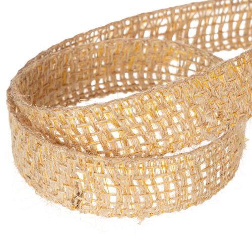 Itens Fita decorativa de juta, amarela, natural, 25 mm; fita decorativa rústica de juta, 10 m