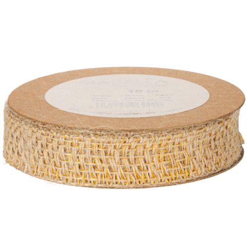 Itens Fita decorativa de juta, amarela, natural, 25 mm; fita decorativa rústica de juta, 10 m