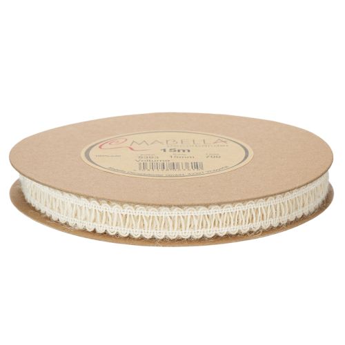 Itens Fita decorativa de juta, fita natural para presentes, branco creme, 15 mm x 15 m