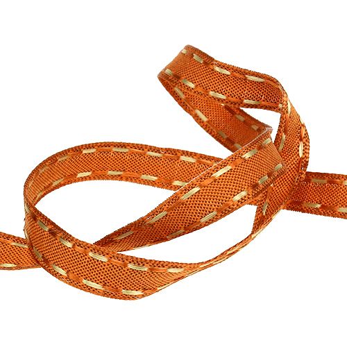 Floristik24 Fita decorativa laranja com borda de arame 15mm 15m