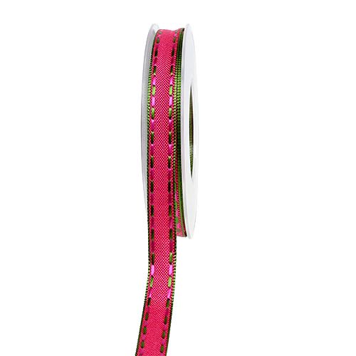 Floristik24 Fita decorativa rosa com borda de arame 15mm 15m