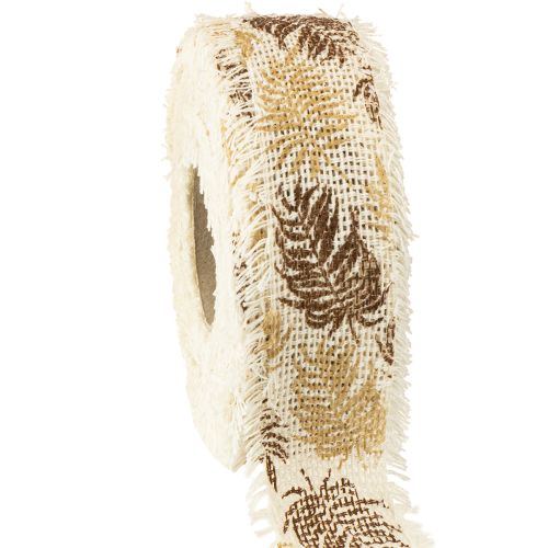 Floristik24 Fita decorativa folhas tropicais fita de algodão marrom 30mm 15m