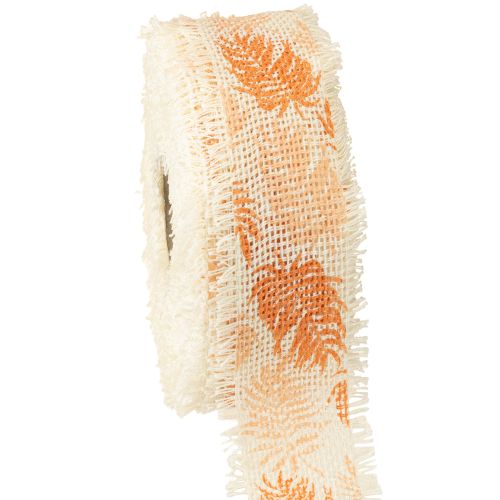 Floristik24 Fita decorativa folhas floresta tropical fita de algodão laranja 30mm 15m