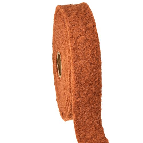 Fita decorativa marrom avermelhada fita larga tecido lã look 40mm 8m