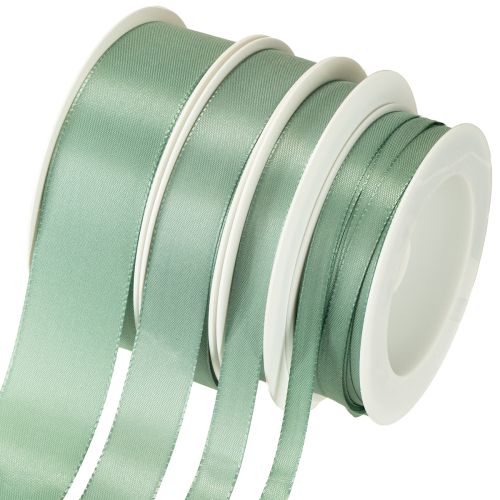 Fita decorativa tafetá verde sálvia várias larguras 50m