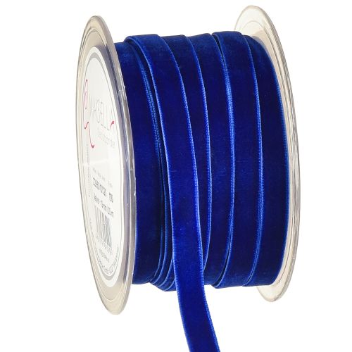 Floristik24 Fita decorativa Veludo Fita de veludo azul 10mm 20m
