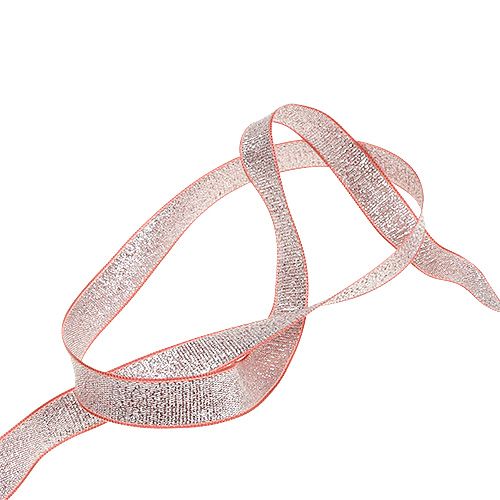 Floristik24 Fita Deco Natal rosa-prata 15mm 20m