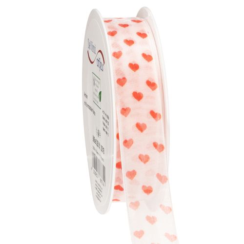 Floristik24 Fita para presentes com corações, ideal para embalagens criativas e presentes personalizados, 2,5 cm de largura, 15 m de comprimento.