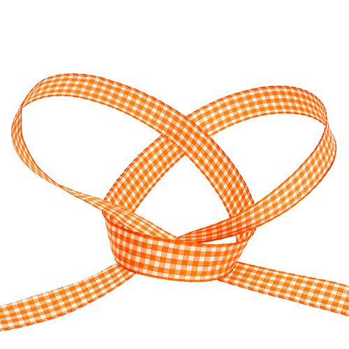 Floristik24 Fita decorativa quadriculada em laranja 1,5cm 20m