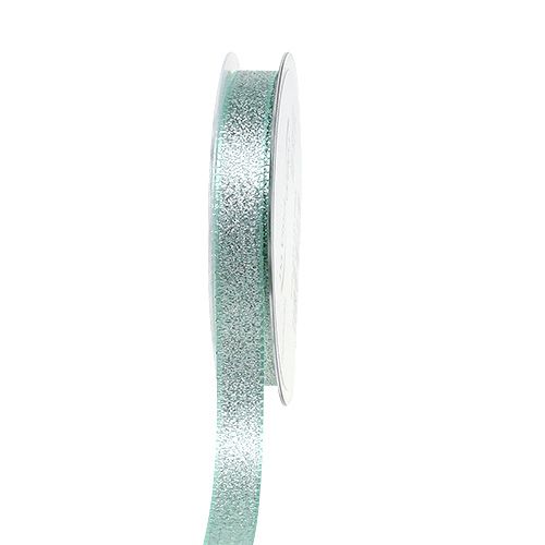 Floristik24 Fita decorativa com glitter mint 15mm 25m