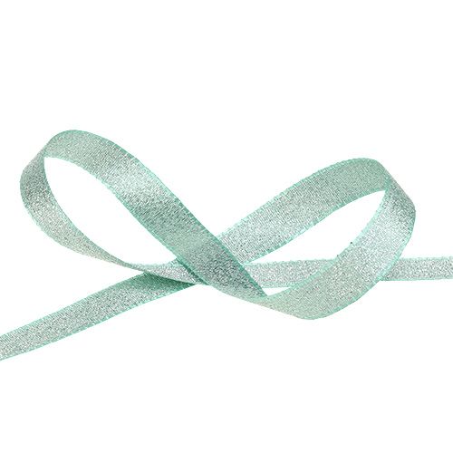 Floristik24 Fita decorativa com glitter mint 15mm 25m