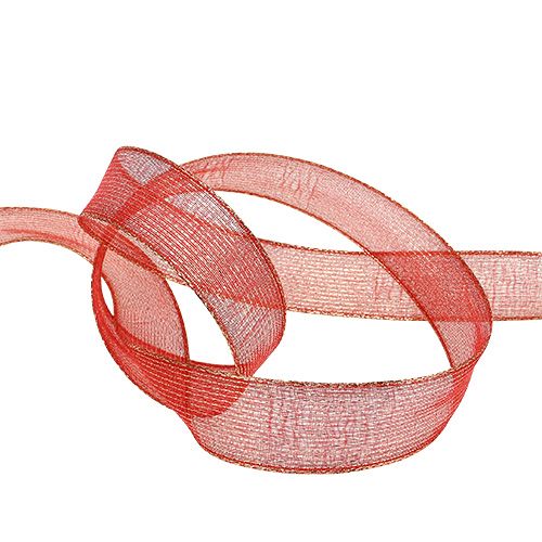 Fita Deco com listras de lurex vermelho 25mm 20m | Floristik24.pt