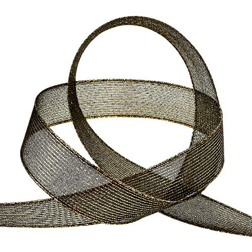 Fita Deco com listras de lurex pretas 25mm 20m | Floristik24.pt