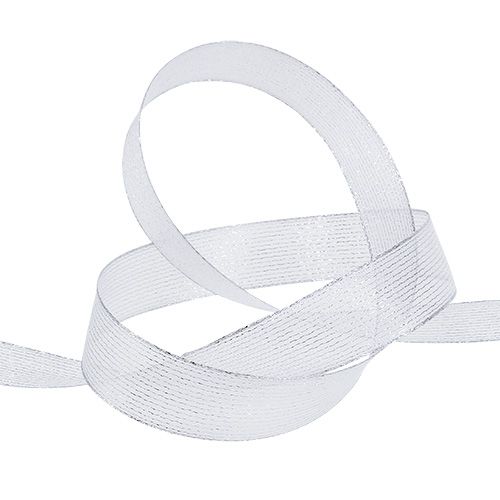 Fita decorativa com listras de lurex prata 25mm 20m | Floristik24.pt