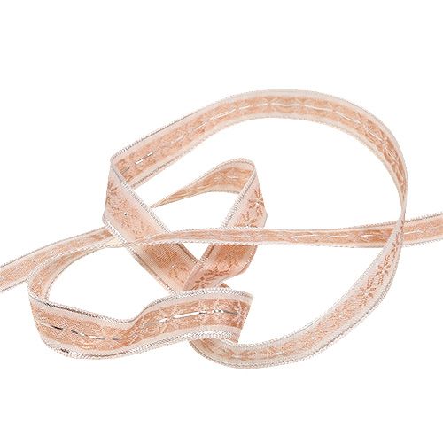 Floristik24 Fita decorativa com padrão rosa 15mm 20m