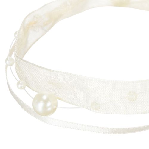 Itens Fita decorativa com pérolas, creme, 20mm, 5m