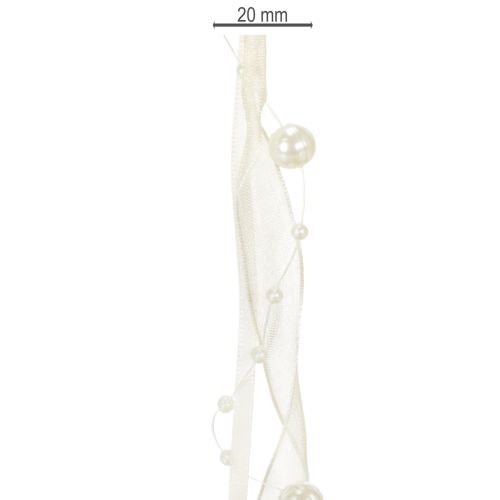 Itens Fita decorativa com pérolas, creme, 20mm, 5m