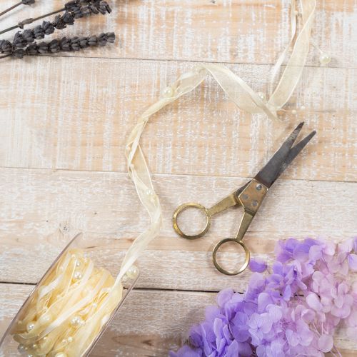 Itens Fita decorativa com pérolas, creme, 20mm, 5m