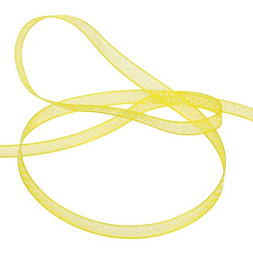 Floristik24 Fita decorativa com bolinhas amarelas 7mm 20m