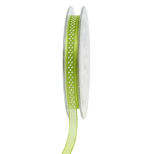 Floristik24 Fita decorativa com bolinhas verdes 7mm 20m