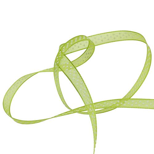 Floristik24 Fita decorativa com bolinhas verdes 7mm 20m