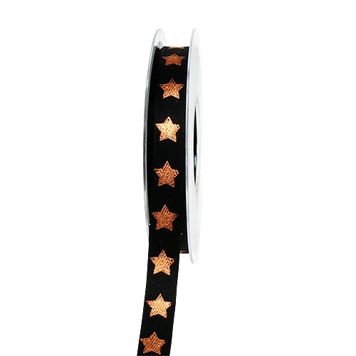 Fita Deco com decoração estrela preta 15mm 20m