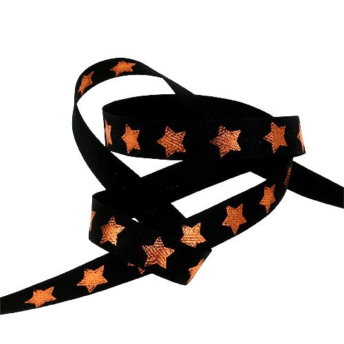 Floristik24 Fita Deco com decoração estrela preta 15mm 20m