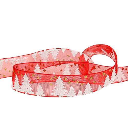 Floristik24 Fita Deco com padrão floresta vermelho 25mm 20m