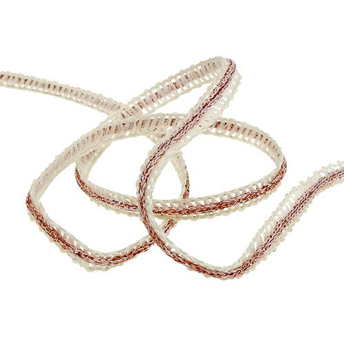 Floristik24 Fita deco estreito creme com arame 8mm 15m