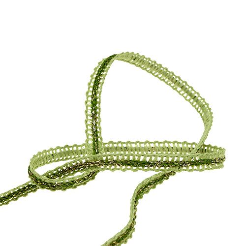 Floristik24 Fita Deco estreita verde com arame 8mm 15m