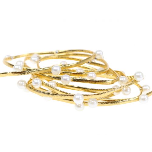 Floristik24 Fita decorativa dourada com pérolas 10mm 8m